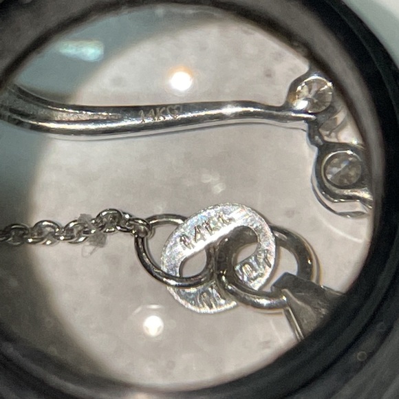 Solid 14K White Gold Modern Natural Diamond Heart Pendant Neck Chain Necklace - Picture 11 of 17